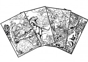 Lot de 4 tableaux pocket dinosaures